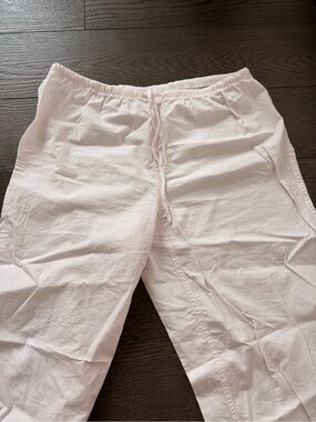 TNA Poplin Pink Pinstripe Pants with Drawstring
